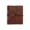 Leather Family Photo Album w/ Flap-Tie Closure